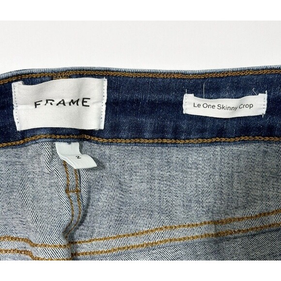 Frame Denim Le One Skinny Crop Jeans Women Dark Blue Wash Denim Size 2 - Picture 2 of 7